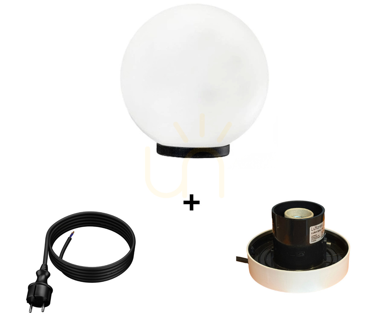 LUNA BALL 30 cm dekoratívna svietiaca záhradná guľa vrátane kábla a montážneho dekoračného krúžku - PREMIUM - UV - LUNARES