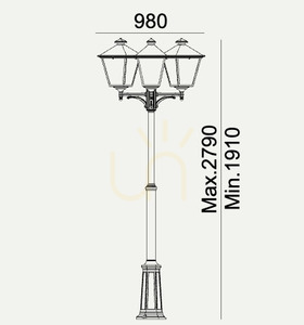 Záhradné / parkové svietidlo IP54 LONDON BIG 4134BL 3x13,4W 3000K čierne - premium NORLYS small 2