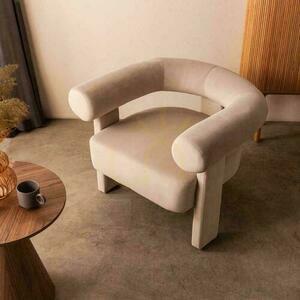 Lounge kreslo ATYPIQUE, svetlobéžový zamat small 6