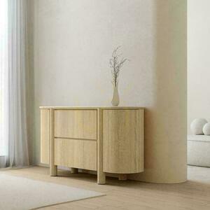 Dvojdverová komoda CECILE Natural Oak, travertitová doska small 6