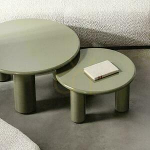 Konferenčný stolík 80 cm LECREL Green Olive s leskom small 3