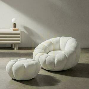LOEL White Boucle Puff s otočnou základňou small 1