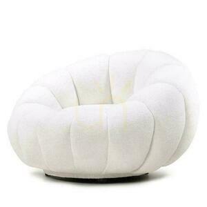 LOEL White Boucle Puff s otočnou základňou small 2