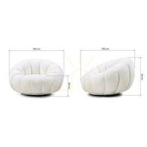 LOEL White Boucle Puff s otočnou základňou small 6