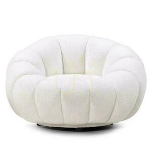 LOEL White Boucle Puff s otočnou základňou small 0