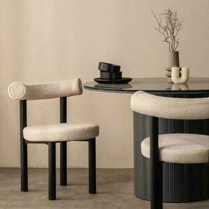 Súprava 2 stoličiek PERER Beige Boucle s čiernymi nohami small 1