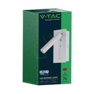 LED svietidlo V-TAC 2W COB CREE nástenná lampa biela hotelová posteľ spínač VT-88061-W 3000K 76lm small 4