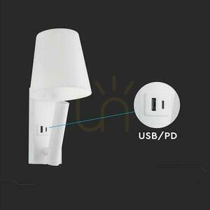 LED svietidlo V-TAC 2W COB CREE nástenná lampa biela hotelová posteľ USB+USB C difúzor VT-80062-W 3000K 60lm small 5