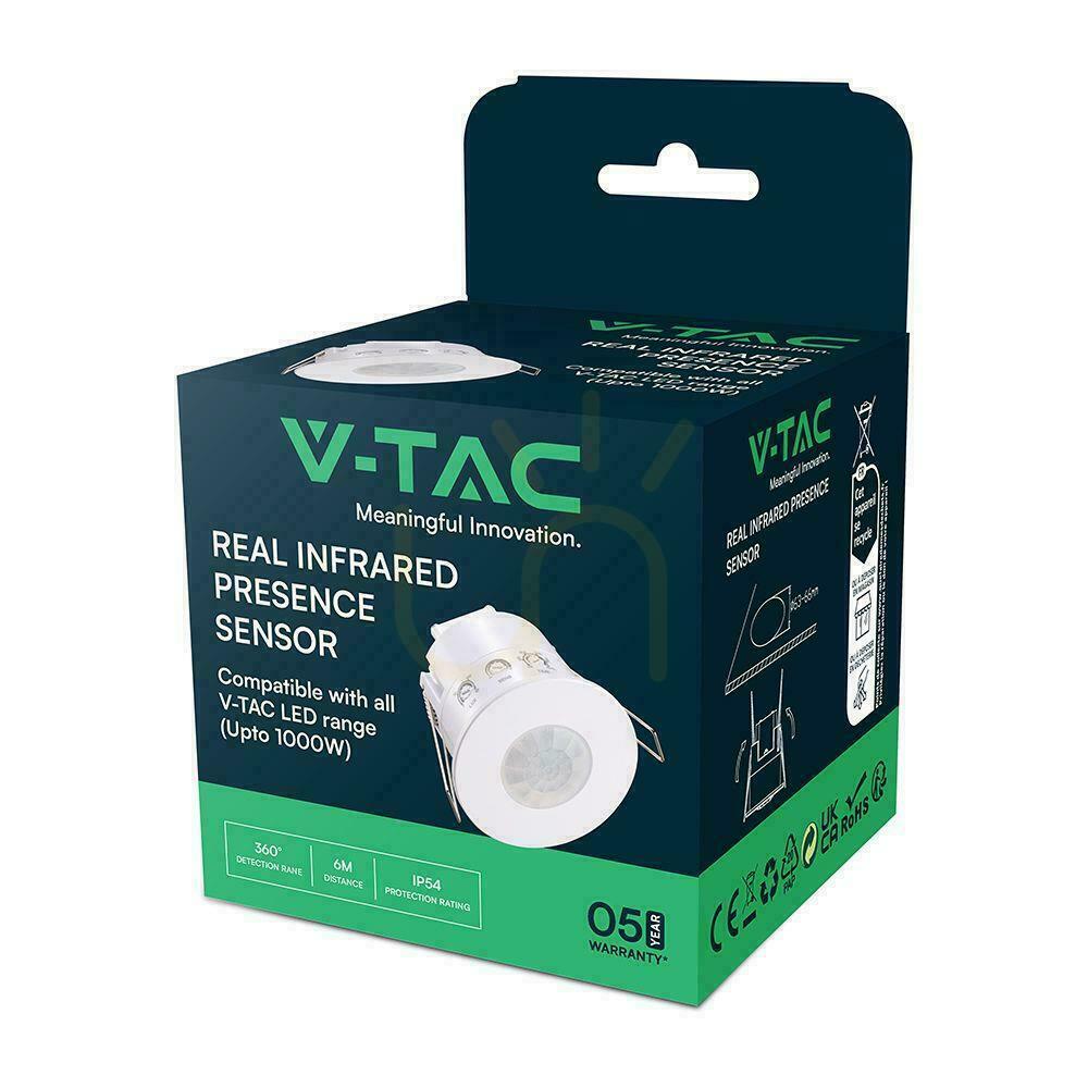 Náhľad Senzor pohybu 360st zapustený okrúhly biely 1000W LED IP54 V-TAC VT-81042 5 rokov záruka Senzor pohybu 360st zapustený okrúhly biely 1000W LED IP54 V-TAC VT-81042 5 rokov záruka