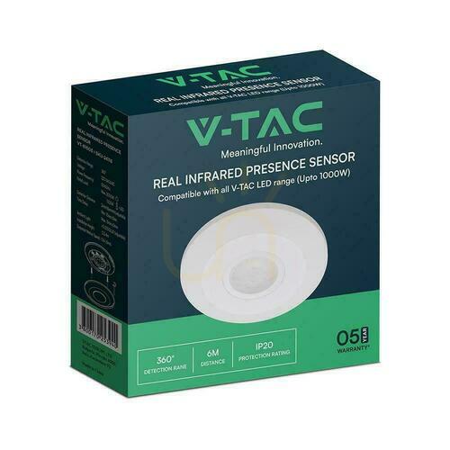 Skontrolujte 360st infračervený snímač pohybu povrchová montáž na strop slim biela 24mm 1000W LED V-TAC VT-81005 5 rokov záruka