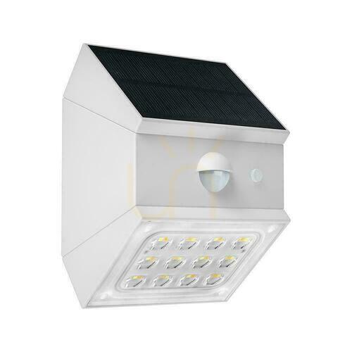 Skontrolujte V-TAC 2,5W CCT solárne nástenné svietidlo so senzorom pohybu biele VT-11025CCT-W 3000K-4000K-6000K 300lm