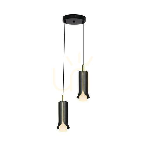 Skontrolujte Závesné svietidlo V-TAC VT-89026 2x5 W LED čierne, dymové/zlaté tienidlá 3000 K 1200 lm 24134