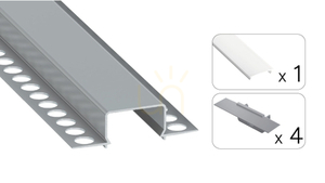 Súprava LED profilu TEKKNI HORST strieborná eloxovaná s mliečnym PC krytom 2,02 m 38-1240-20 small 1