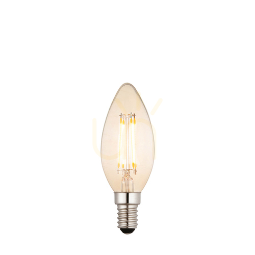 Skontrolujte LED žiarovka Endon E14 s vláknom, sviečka, 4 W, jantárová, 2500 K