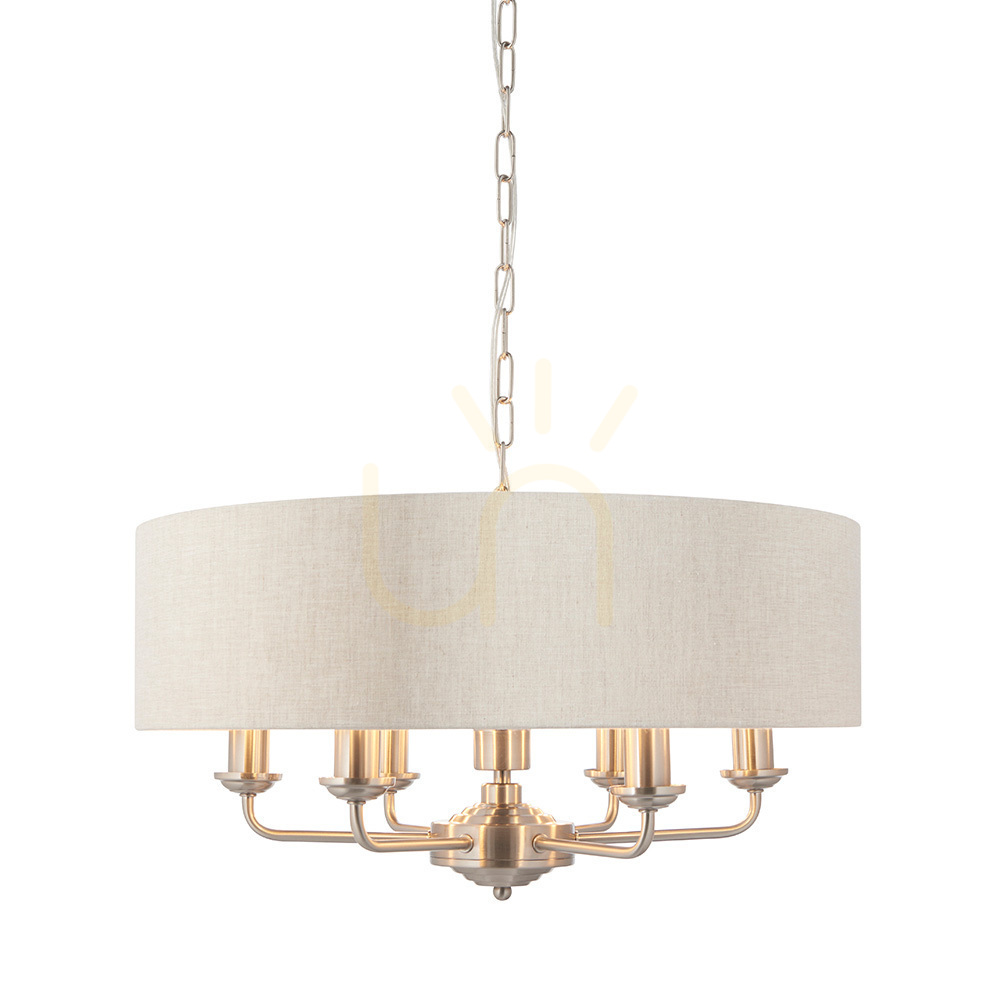 Függőlámpa Endon Highclere bézs 6 égős E14 szövet 55 cm
