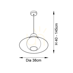 Závesné svietidlo Endon Tokyo 95430, čierne, oceľ a sklo, Ø38 cm, E27 small 1