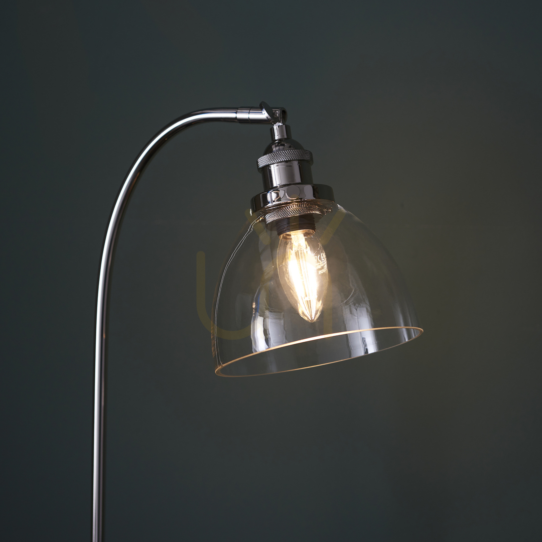 Náhľad Stolová lampa Endon Hansen strieborná oceľ a sklo E14 Stolová lampa Endon Hansen strieborná oceľ a sklo E14