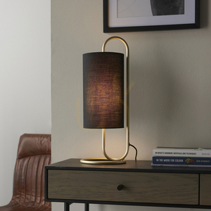 Stolová lampa Endon Klip v staromosadzném vyhotovení s čiernym textilným tienidlom E27, 50 cm small 3