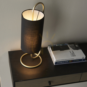 Stolová lampa Endon Klip v staromosadzném vyhotovení s čiernym textilným tienidlom E27, 50 cm small 5