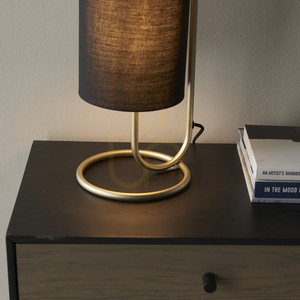 Stolová lampa Endon Klip v staromosadzném vyhotovení s čiernym textilným tienidlom E27, 50 cm small 6