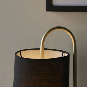 Stolová lampa Endon Klip v staromosadzném vyhotovení s čiernym textilným tienidlom E27, 50 cm small 8