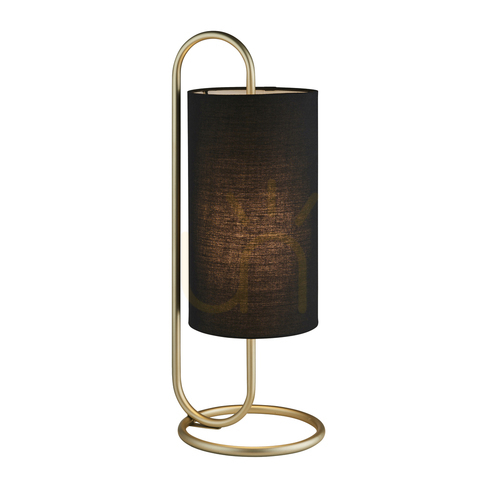 Skontrolujte Stolová lampa Endon Klip v staromosadzném vyhotovení s čiernym textilným tienidlom E27, 50 cm