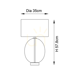 Stolová lampa Endon KELDA OVAL, mosadz a sklo, dotykový stmievač, 57,8 cm small 1