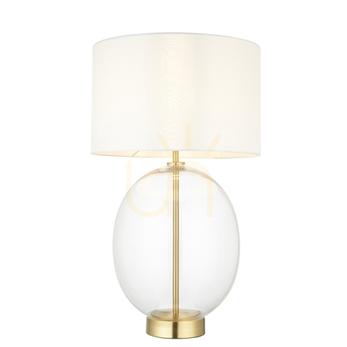 Skontrolujte Stolová lampa Endon KELDA OVAL, mosadz a sklo, dotykový stmievač, 57,8 cm