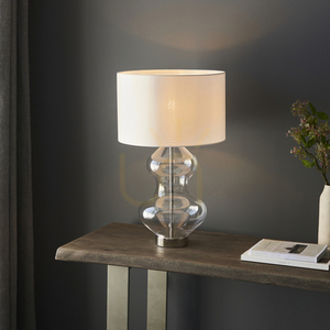 Stolová lampa Endon Kelda strieborná vintage biela látka E27 4 Stolová lampa Endon Kelda strieborná vintage biela látka E27 small 4