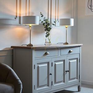 Stolová lampa Endon Highclere, starožitná mosadz, vintage biela, E14, 44,7 cm small 4