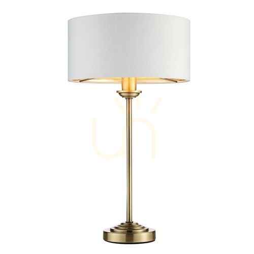 Skontrolujte Stolová lampa Endon Highclere, starožitná mosadz, vintage biela, E14, 44,7 cm