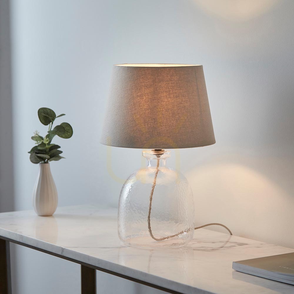 Náhľad Stolová lampa Endon Lyra & Cici sivá sklo látka E14 42,8 cm Stolová lampa Endon Lyra & Cici sivá sklo látka E14 42,8 cm