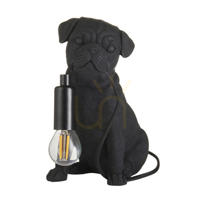 Stolná lampa Endon Pug Puppy čierna zo živice a ocele, E14 small 1