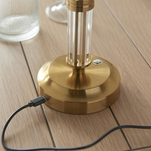 Stolová lampa Endon Morton dobíjacia mosadzná LED z ocele a akrylu small 1