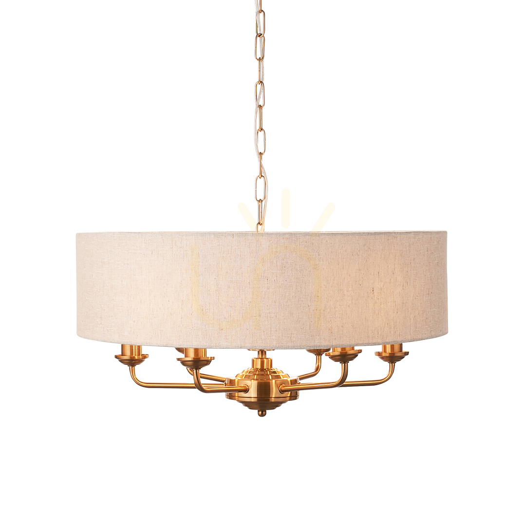 Endon Highclere Brass 6-Light Pendant Lamp 55cm