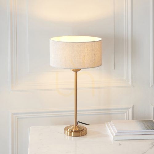 Skontrolujte Stolová lampa Endon Highclere Brass mosadzná s prírodným tienidlom