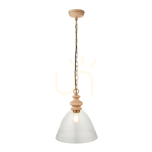 Závesné svietidlo Endon Cotswold Brass mosadzné E27 drevo sklo small 9