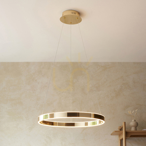 Prívesné LED svietidlo Endon Gen zlaté Ø60 cm, oceľ a akryl small 3
