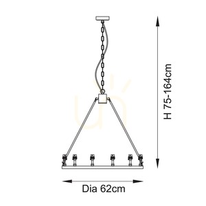 Luster Endon Chester 111202, patinovaná mosadz, 6×B22, Ø 62 cm, bez tienidiel small 8
