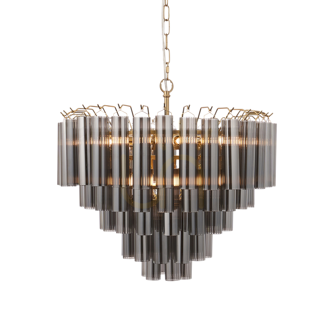 Pendelleuchte Endon Toulouse Grau 12-flammig G9 Ø 50 cm Stahl Glas