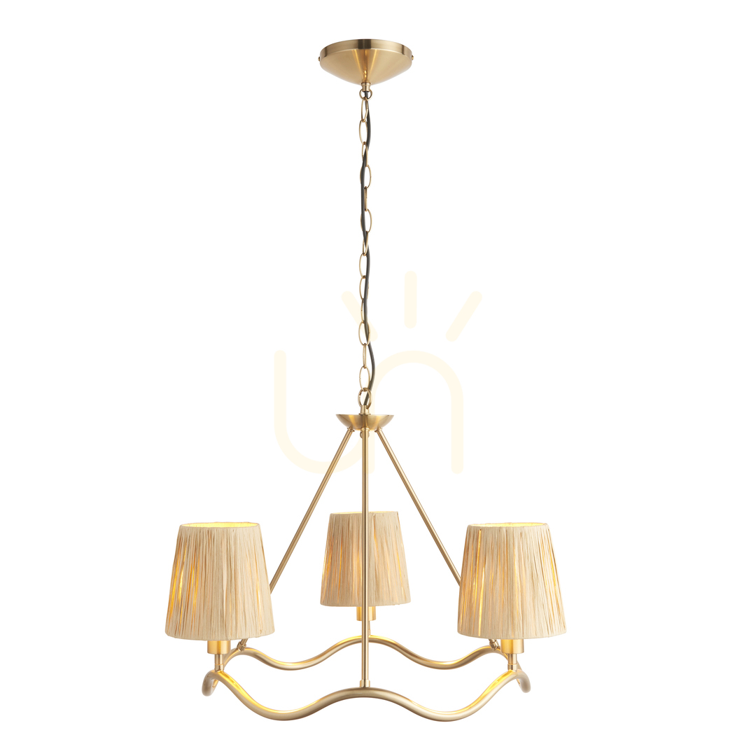 vyhliadka Závesné svietidlo Endon Wriggle Brass 3xE14 mosadz/prírodné vlákno, 60,5 cm Závesné svietidlo Endon Wriggle Brass 3xE14 mosadz/prírodné vlákno, 60,5 cm