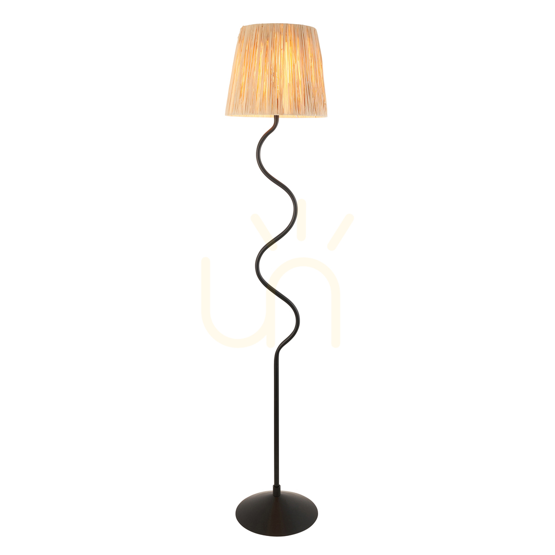 Stehlampe Endon Wriggle schwarz Naturfaser E27 150 cm