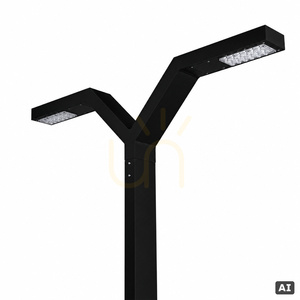 Dvojramenná záhradná lampa Trysil 1006BL LED 263 cm, čierna RAL 9005, DALI2, NORLYS small 0