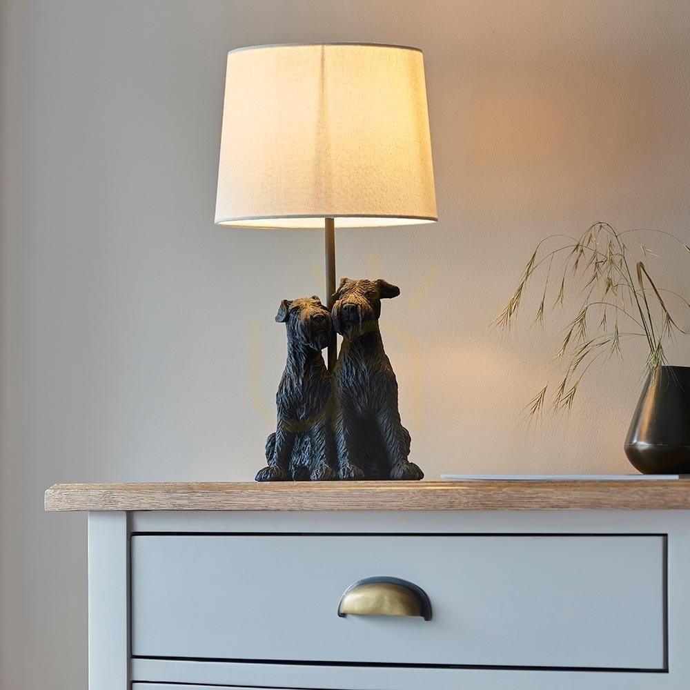Displej Stolová lampa Endon Westie béžová živica a látka E14 Stolová lampa Endon Westie béžová živica a látka E14
