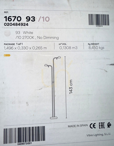 Skontrolujte Stojacia lampa VIBIA PIN 167093/10 biela 2700K