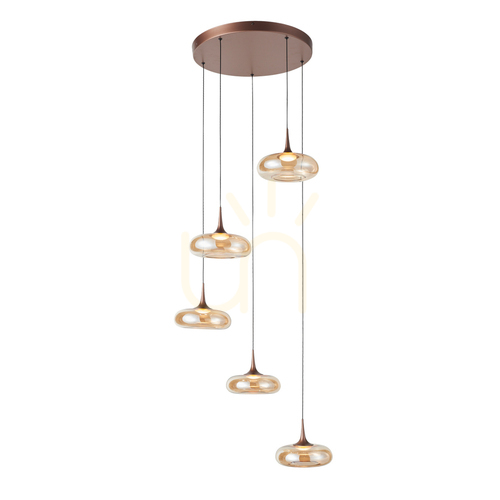 Skontrolujte Závesné LED svietidlo Italux Tenele 5x LED jantár meď PND-24028-5A-COPP