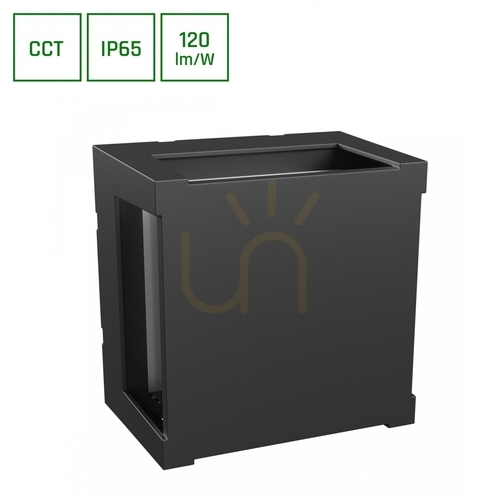 Skontrolujte Verto Square Cup 10W CCT vonkajšie nástenné svietidlo 230V IP65 160 X160 X110mm Black