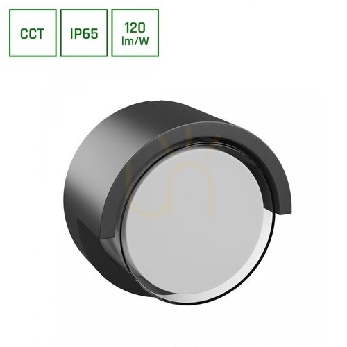Skontrolujte Verto Round Edge 10W CCT vonkajšie nástenné svietidlo 230V 160/120 St IP65 170 X100mm čierna
