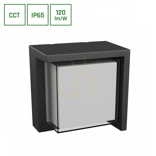 Skontrolujte Vonkajšie nástenné svietidlo Verto Square Edge 10W CCT 230V 160/120 St IP65 160 X160 X100mm Čierna.