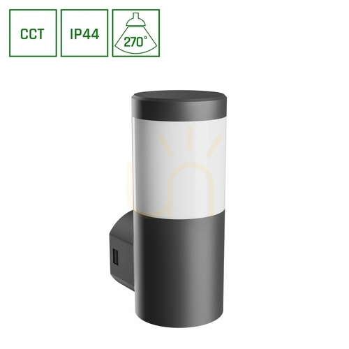 Skontrolujte Vonkajšie nástenné svietidlo Stella Column Wall GU10 6W CCT 230V 270 St IP44 Ik08 100 X130 X245mm Black Round Facade.